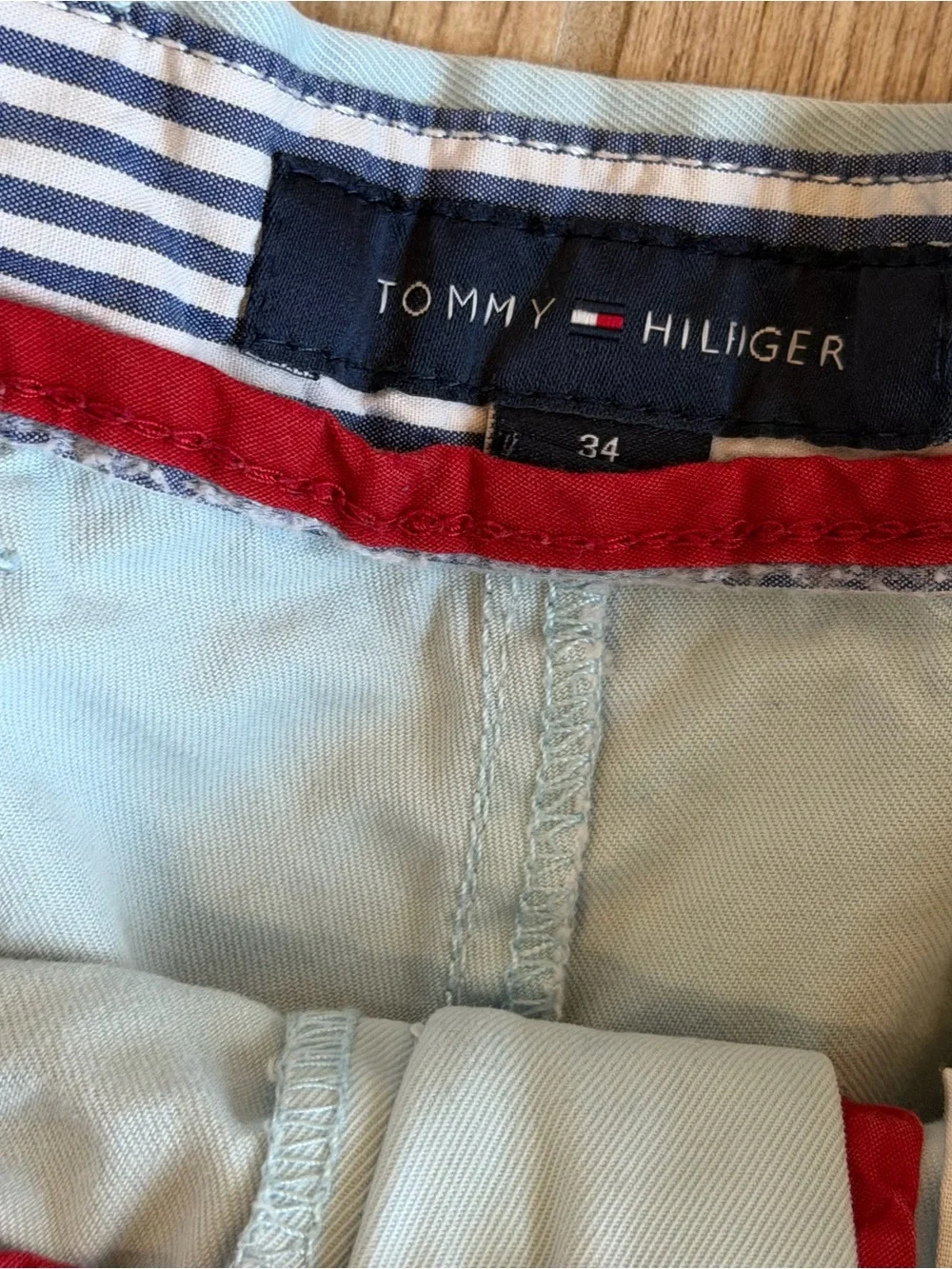 Tommy Hilfiger Light Pale Ice  Blue Chino Twill Golf Shorts Size 34